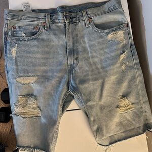 Levi's Light Blue Distressed Jean Shorts
